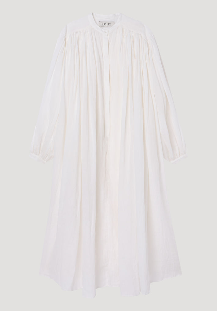 Pleated ramie dress | optic white