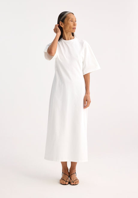 Jersey fitted t-shirt dress | optic white