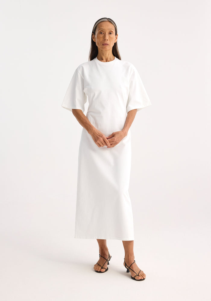 Jersey fitted t-shirt dress | optic white