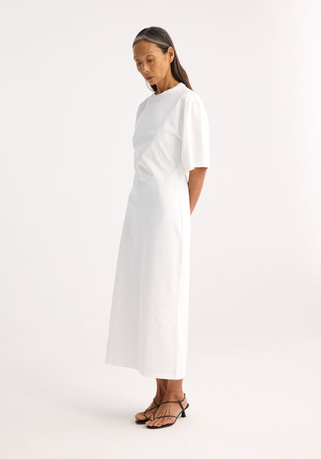 Jersey fitted t-shirt dress | optic white