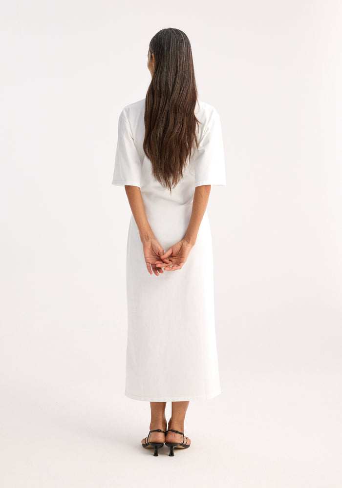 Jersey fitted t-shirt dress | optic white