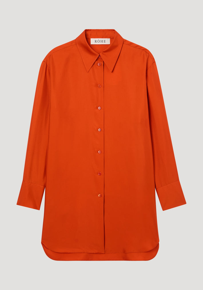 Signature elongated silk shirt | burnt orange