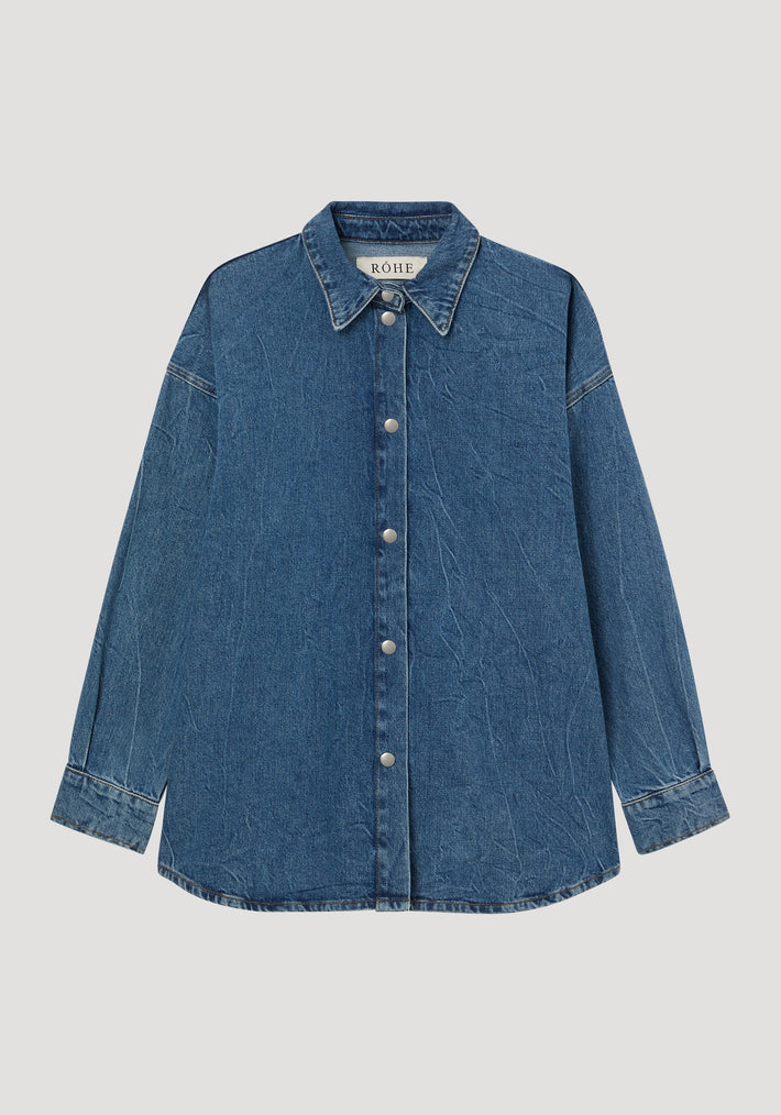 Denim oversized shirt | mid denim blue