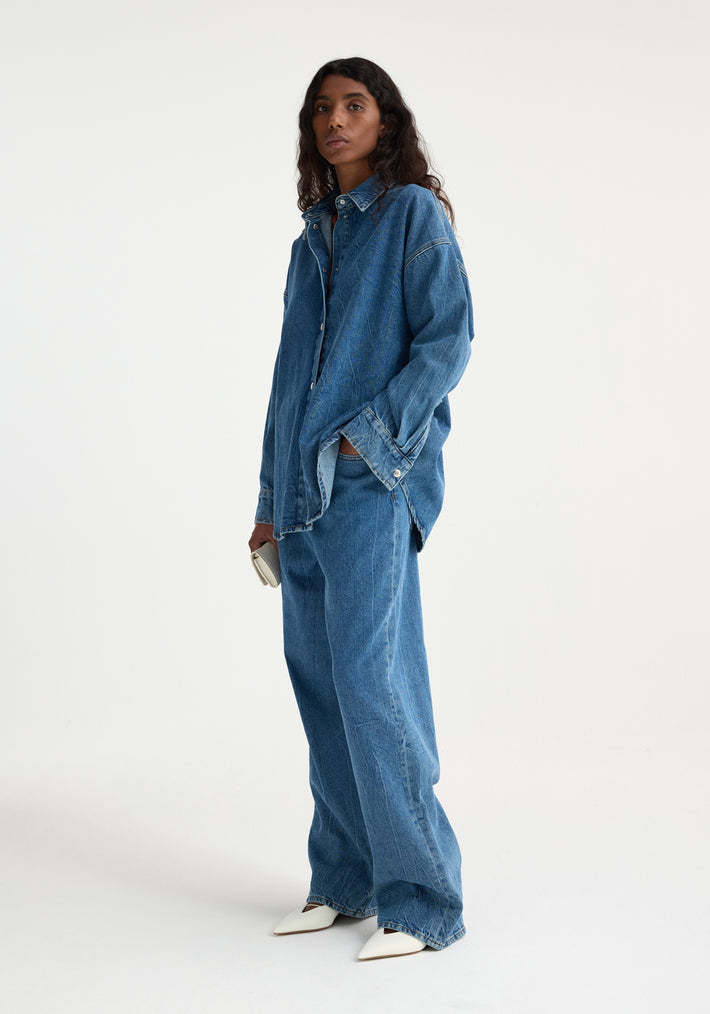 Denim oversized shirt | mid denim blue