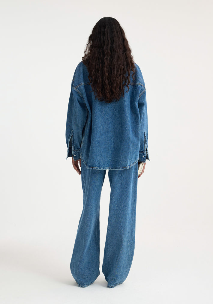 Denim oversized shirt | mid denim blue