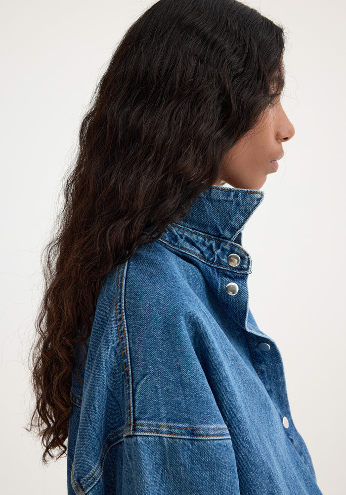 Denim oversized shirt | mid denim blue