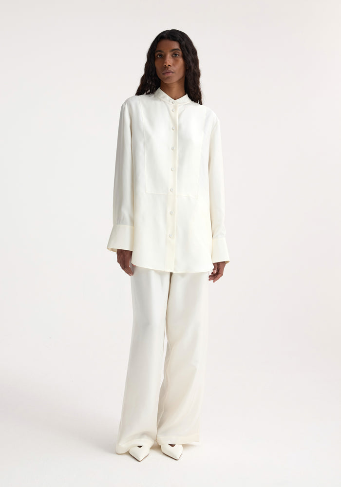 Silk tuxedo shirt | cream