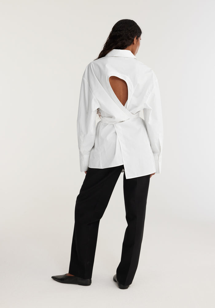 Deconstructed poplin shirt | optic white