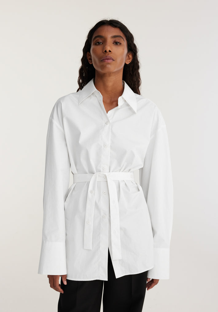 Deconstructed poplin shirt | optic white