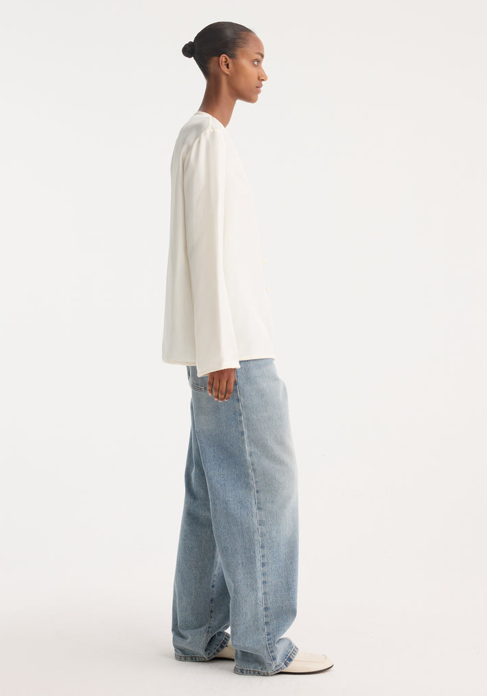 Mandarin silk top | cream