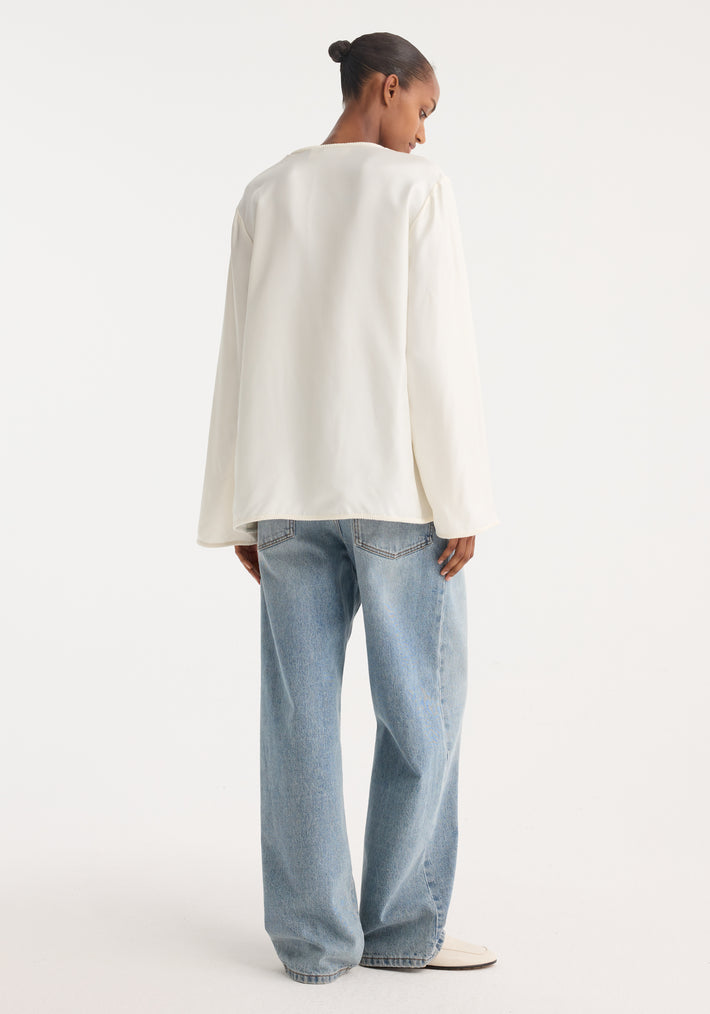 Mandarin silk top | cream