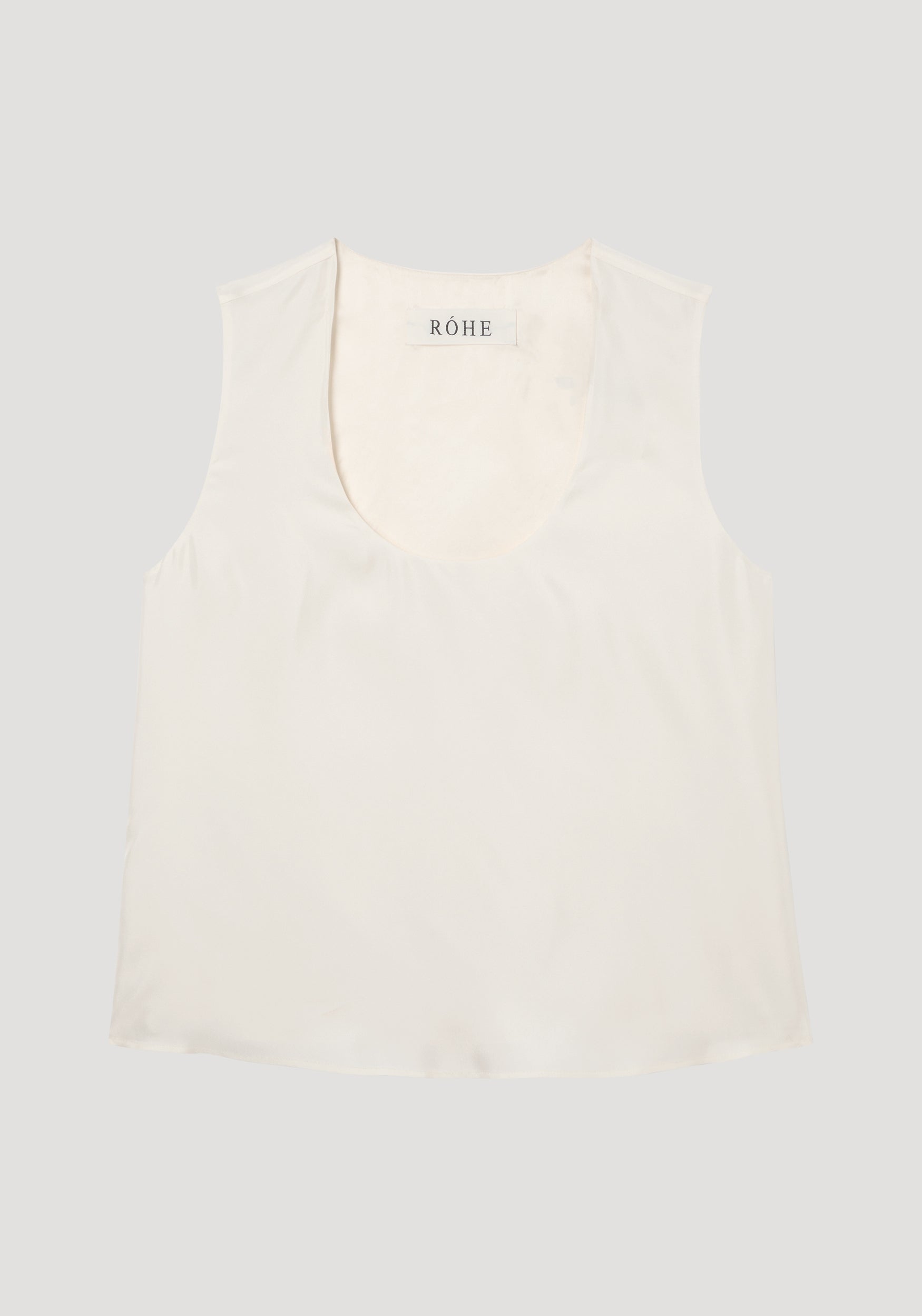 Scoop-neck silk top | cream