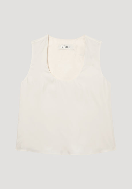 Scoop-neck silk top | cream