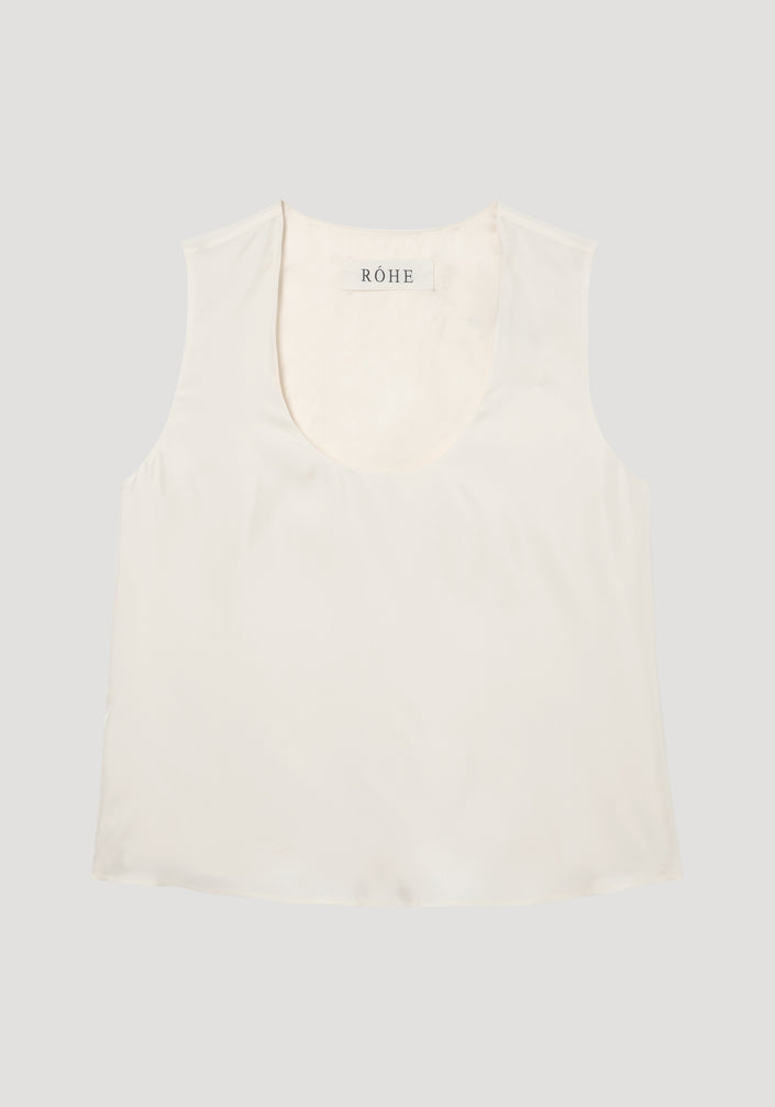 Scoop-neck silk top | cream