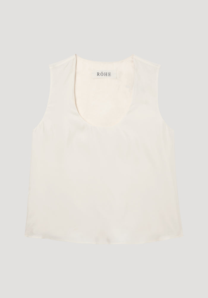 Scoop-neck silk top | cream