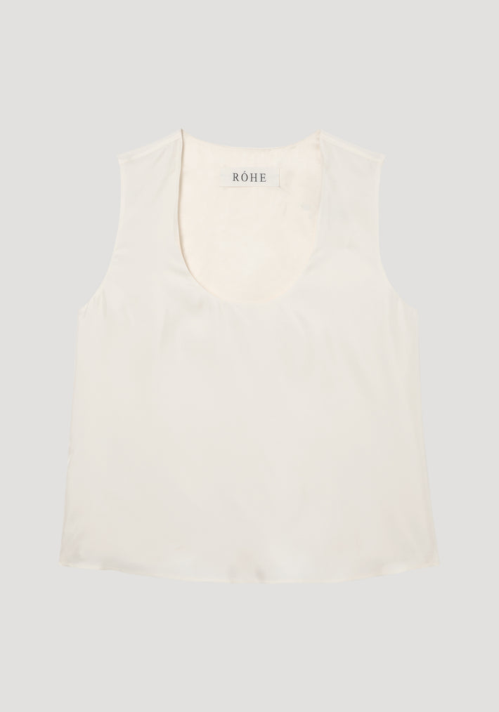 Scoop-neck silk top | cream