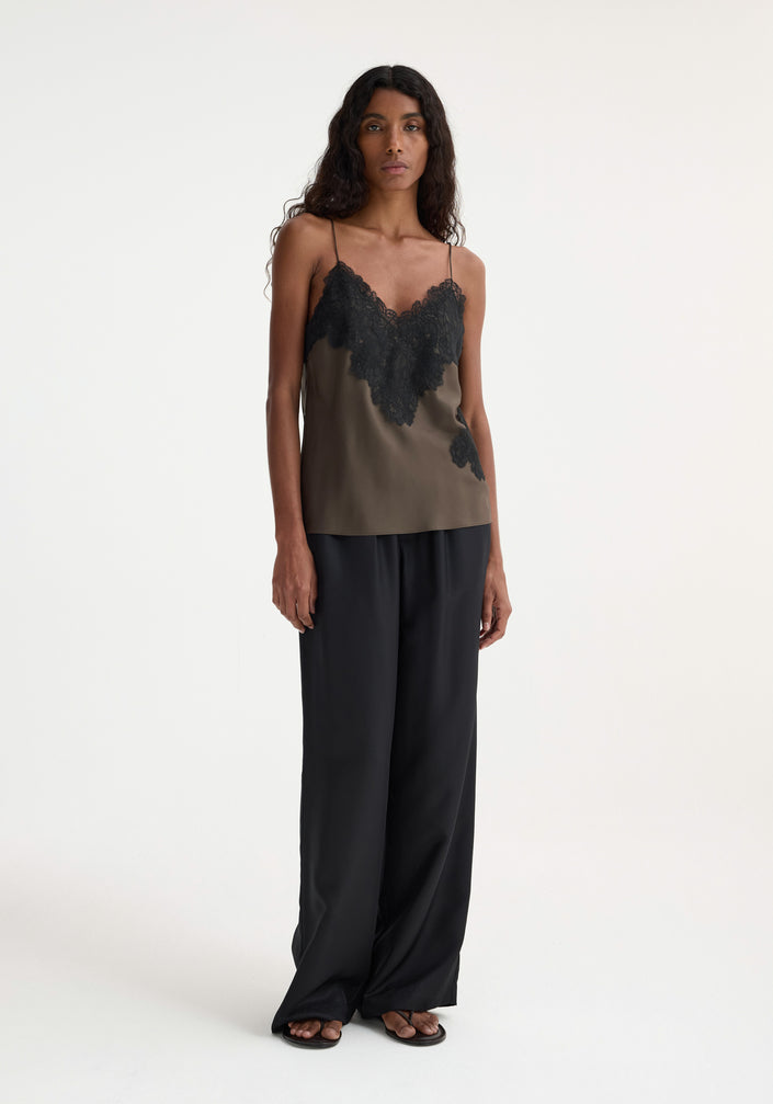 Lace silk camisole | earth