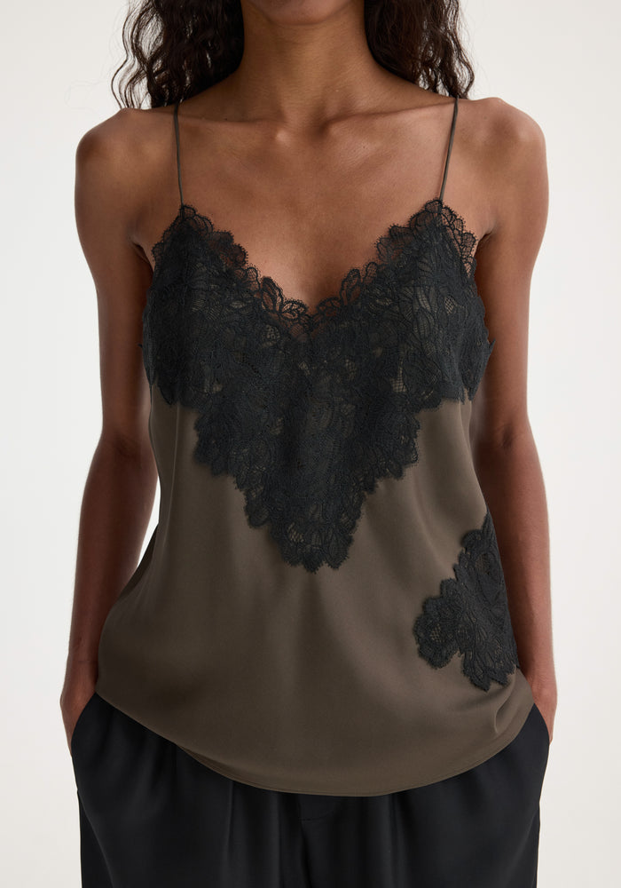 Lace silk camisole | earth