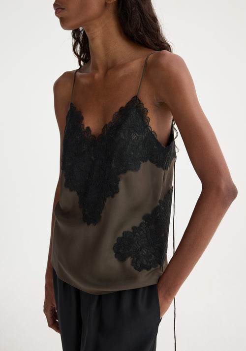 Lace silk camisole | earth