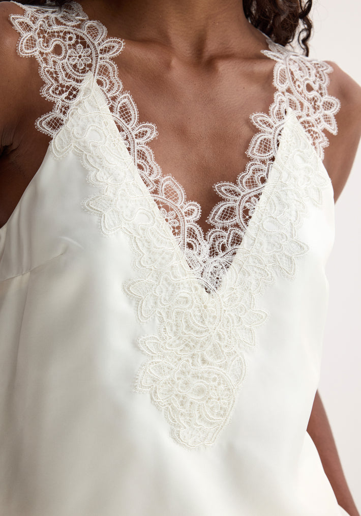 Silk lace camisole top | cream