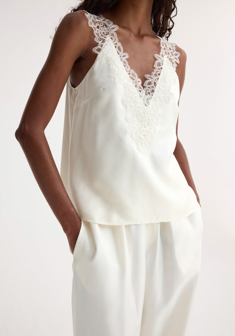 Silk lace camisole top | cream