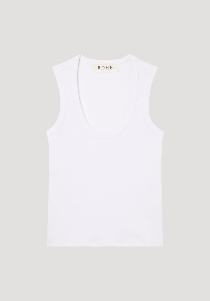 Dense rib scoop neck top | optic white