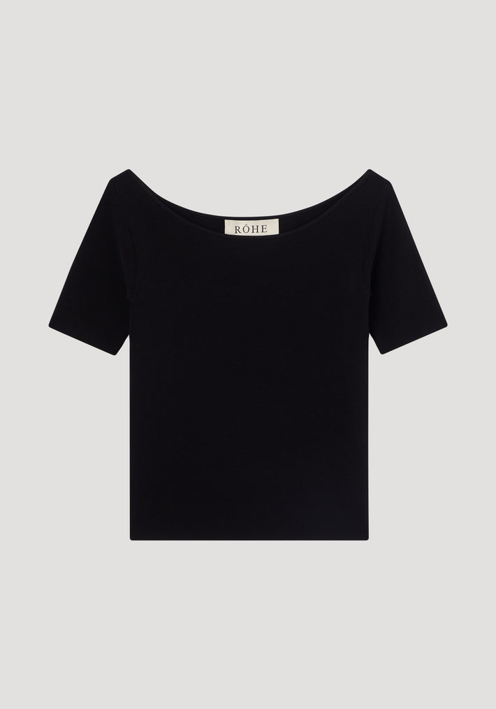 Boat neck knitted top | black