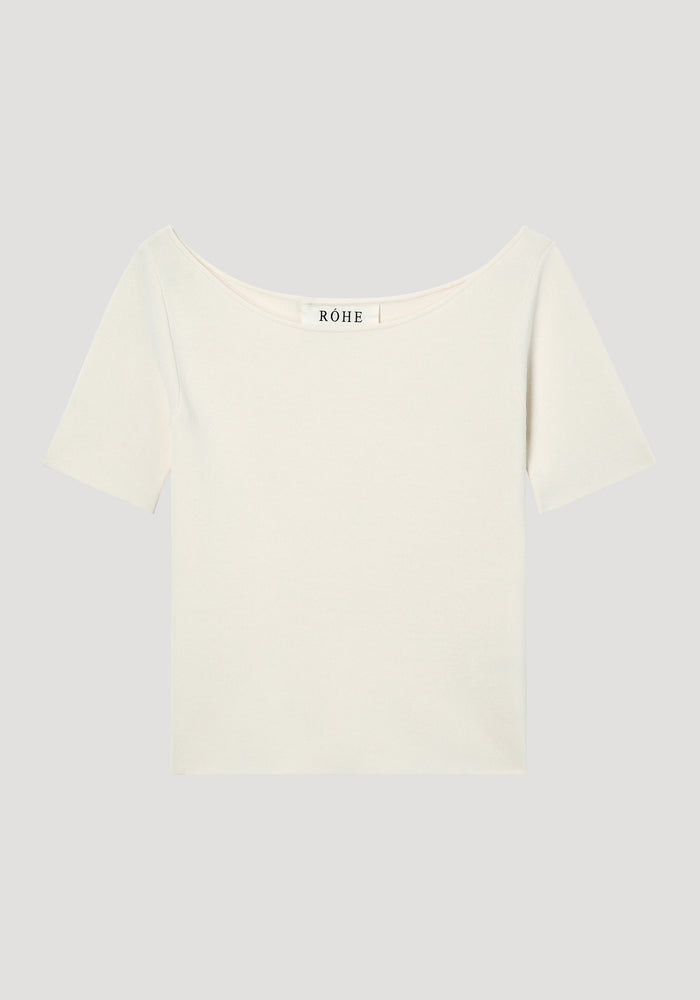 Boat neck knitted top | off white