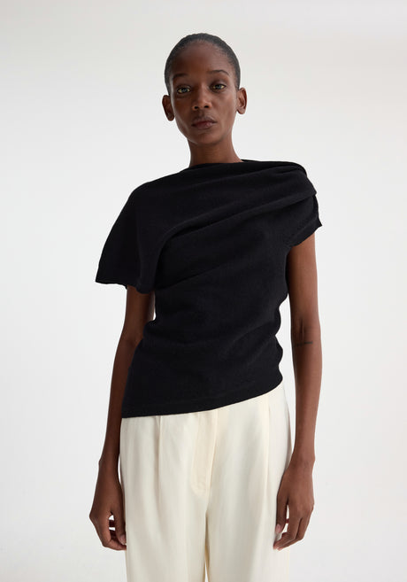 Deconstructed knitted top | black