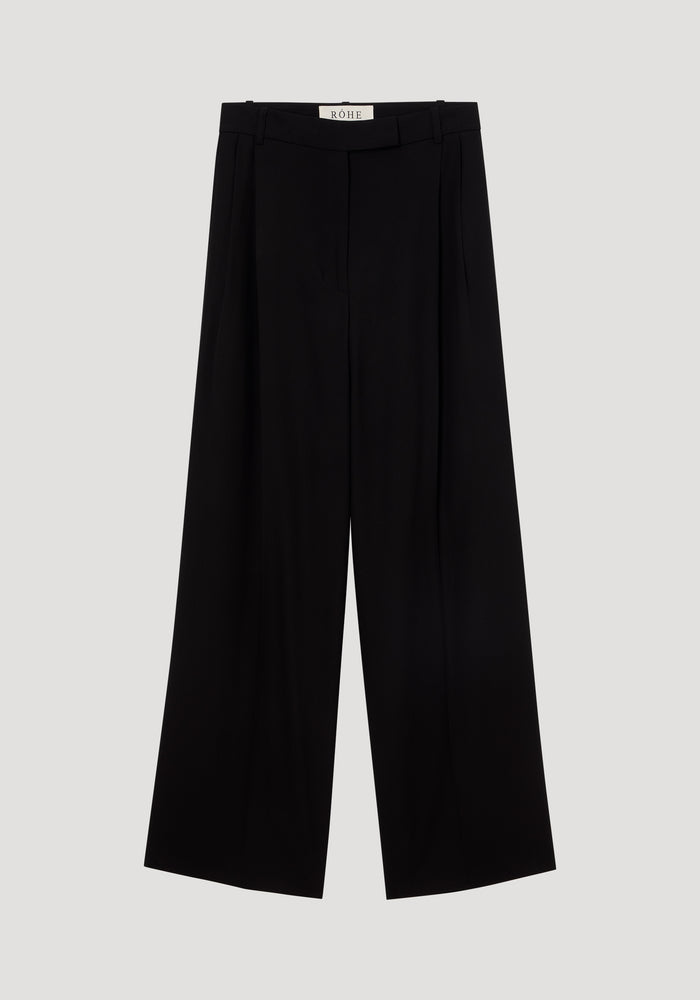 Mid-waisted pleated trousers | black