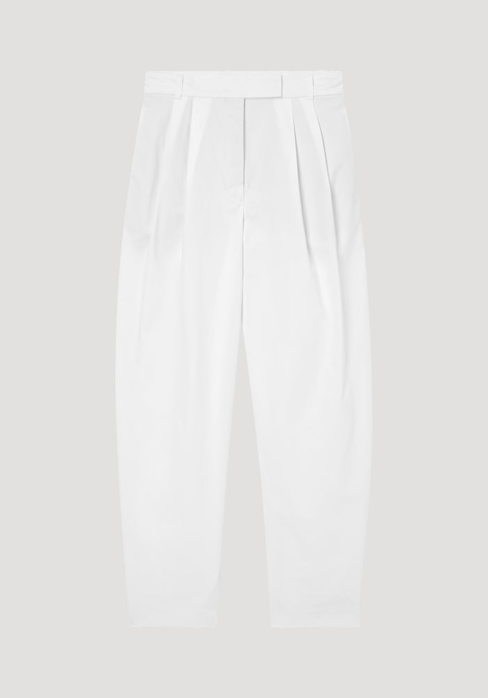 Rounded leg cotton trousers | optic white