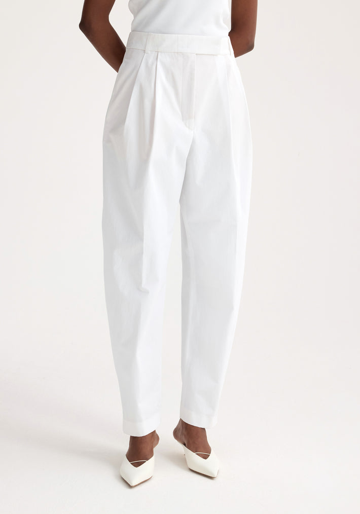 Rounded leg cotton trousers | optic white