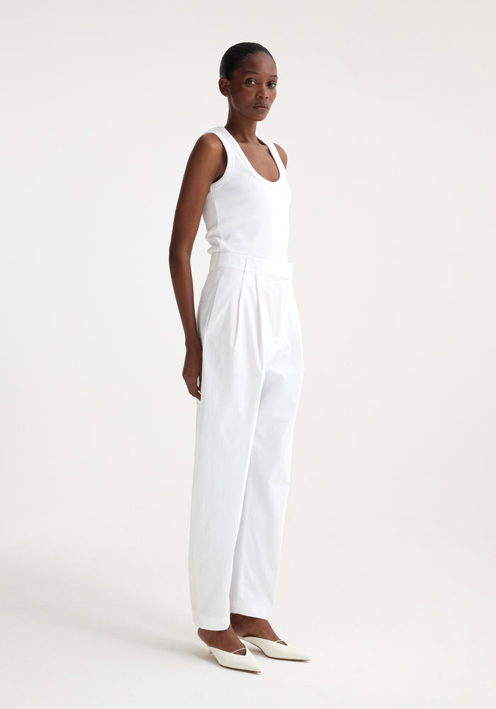 Rounded leg cotton trousers | optic white