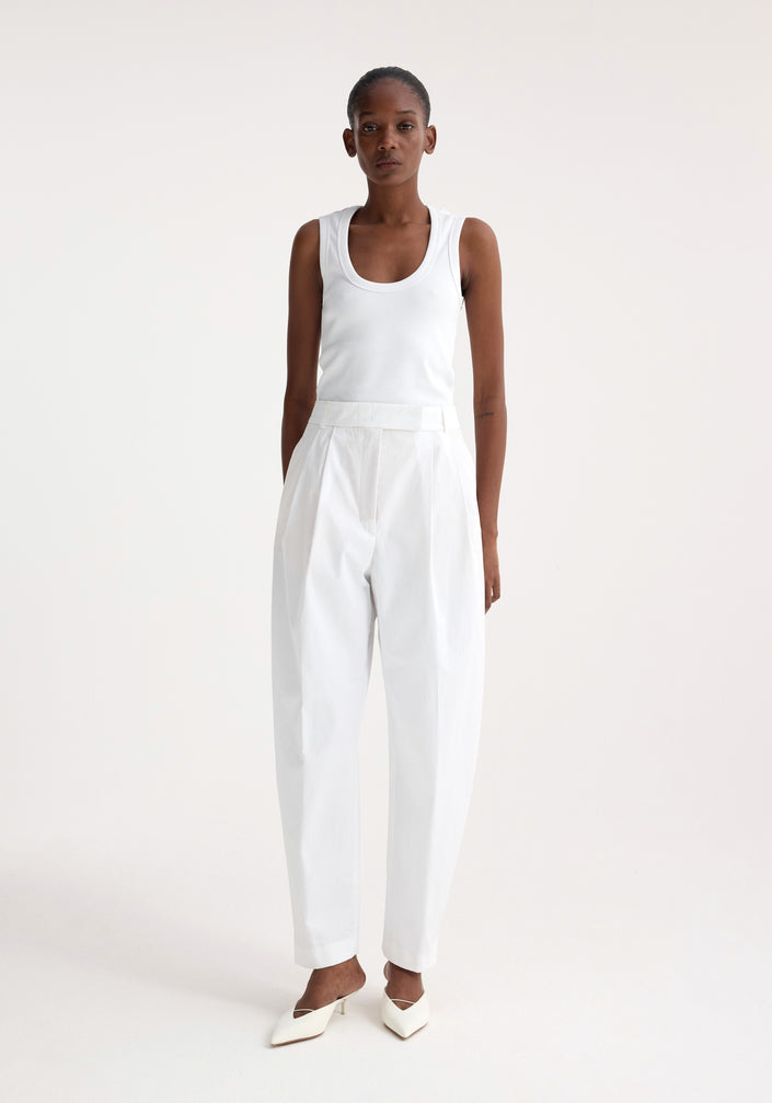 Rounded leg cotton trousers | optic white