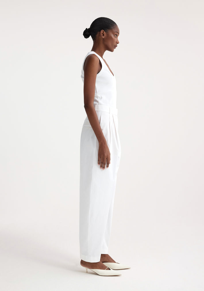 Rounded leg cotton trousers | optic white