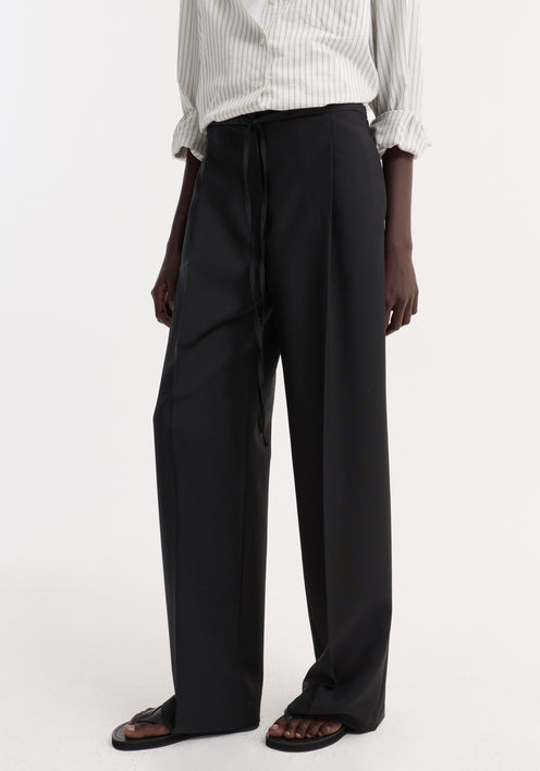 Relaxed drawstring trousers | black