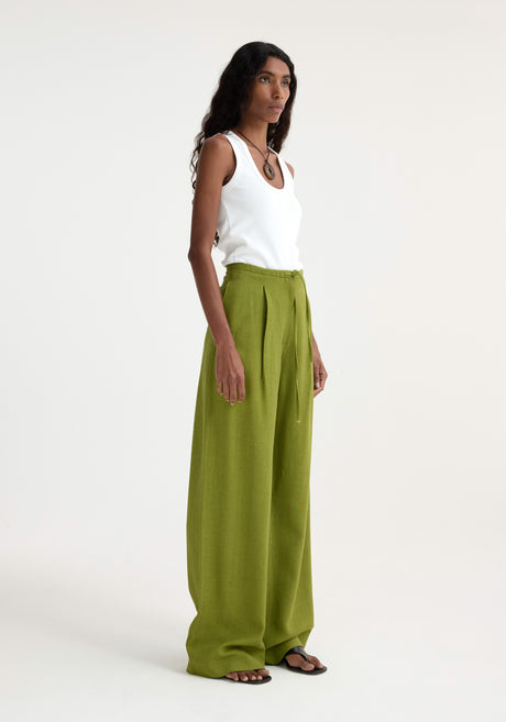 Relaxed drawstring trousers | garden green