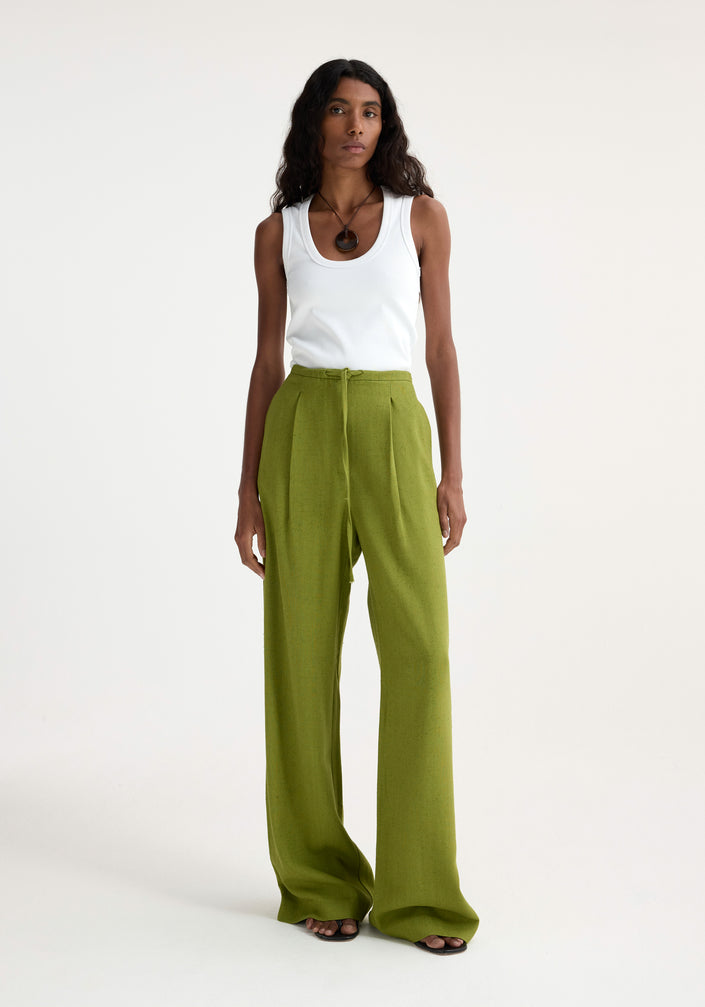 Relaxed drawstring trousers | garden green