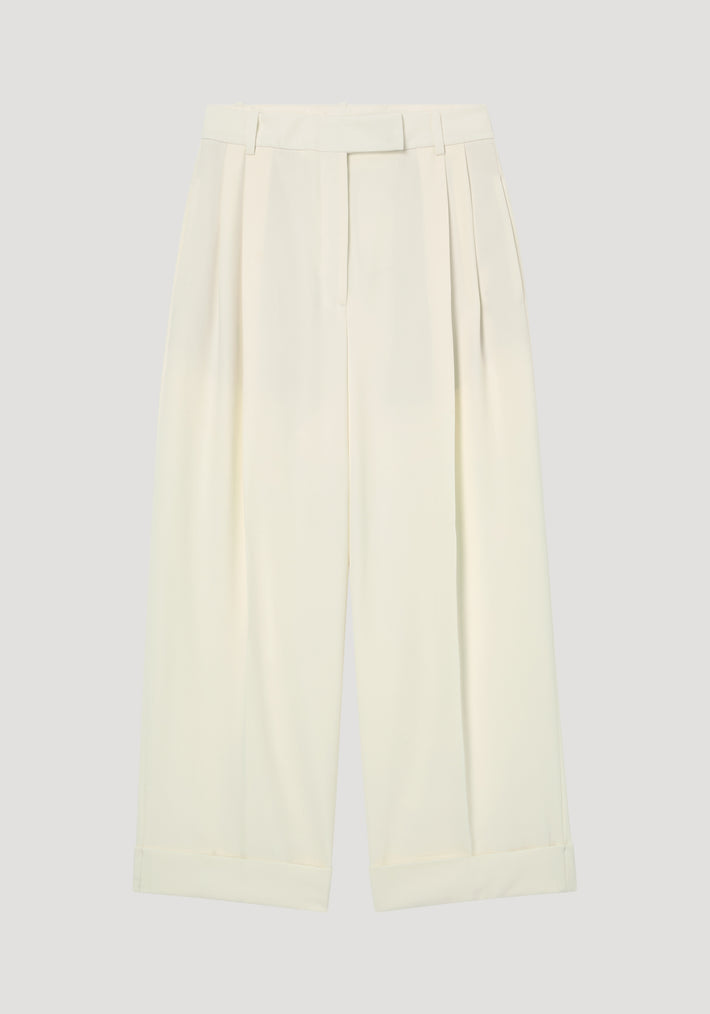 High-waist turn-up trousers | off white