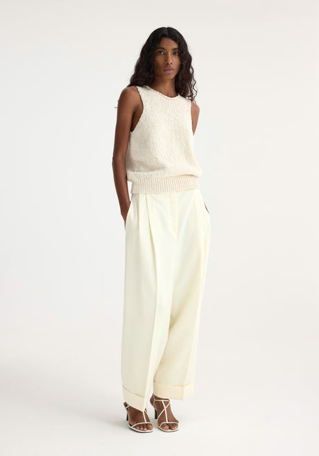 High-waisted tailored trousers | off white