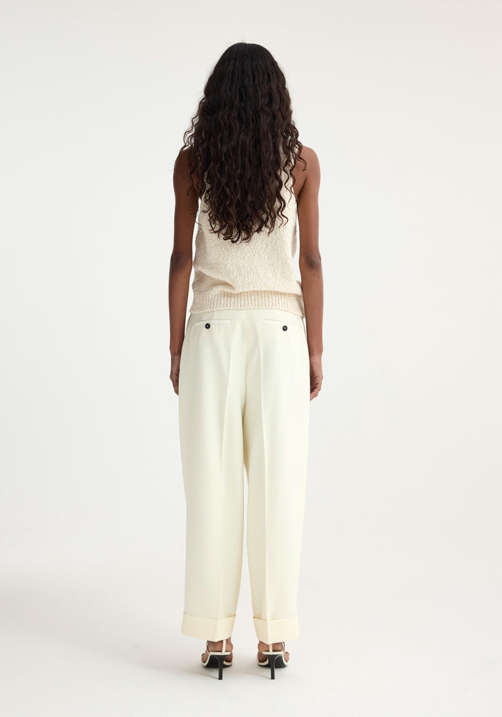 High-waist turn-up trousers | off white