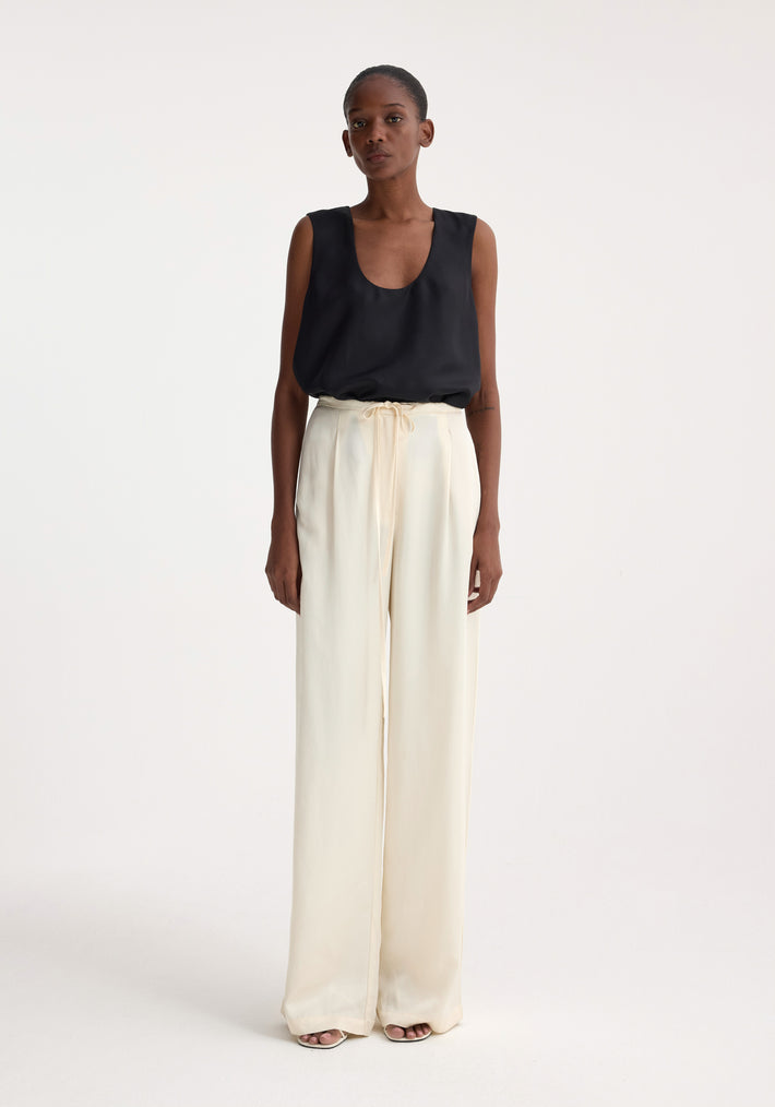 Relaxed drawstring trousers | pearl