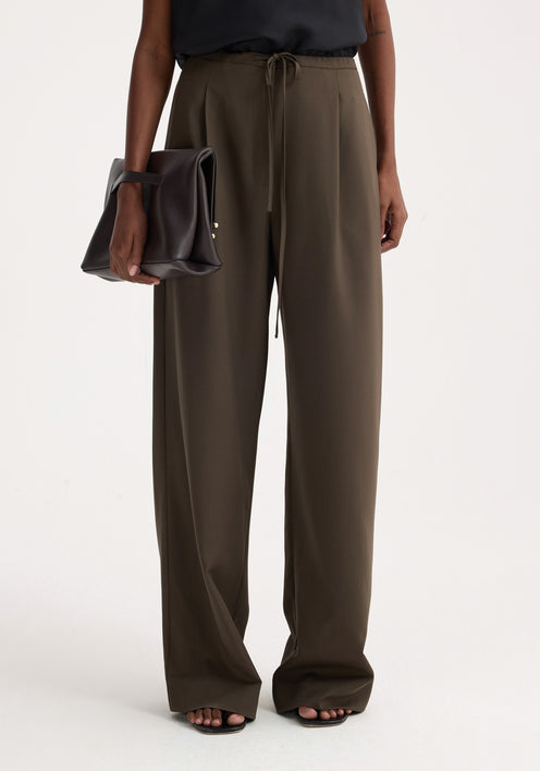 Relaxed drawstring trousers | earth