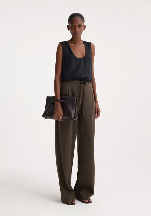 Relaxed drawstring trousers | earth