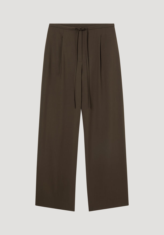 Relaxed drawstring trousers | earth