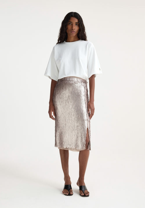 Embellished sequin skirt | silver