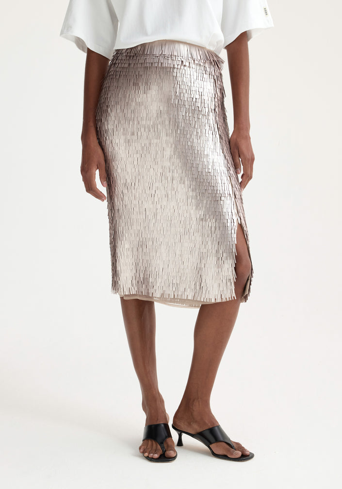 Embellished sequin skirt | silver