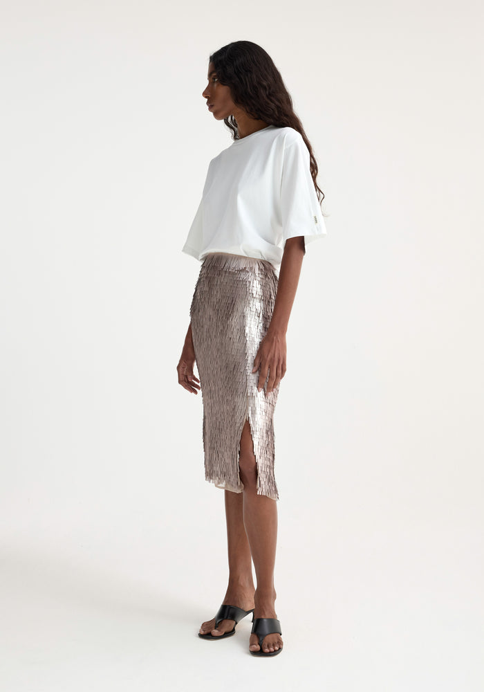 Embellished sequin skirt | silver