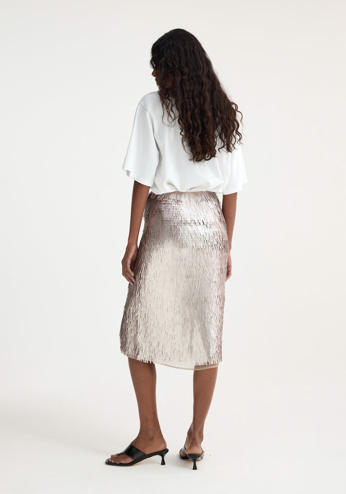 Embellished sequin skirt | silver