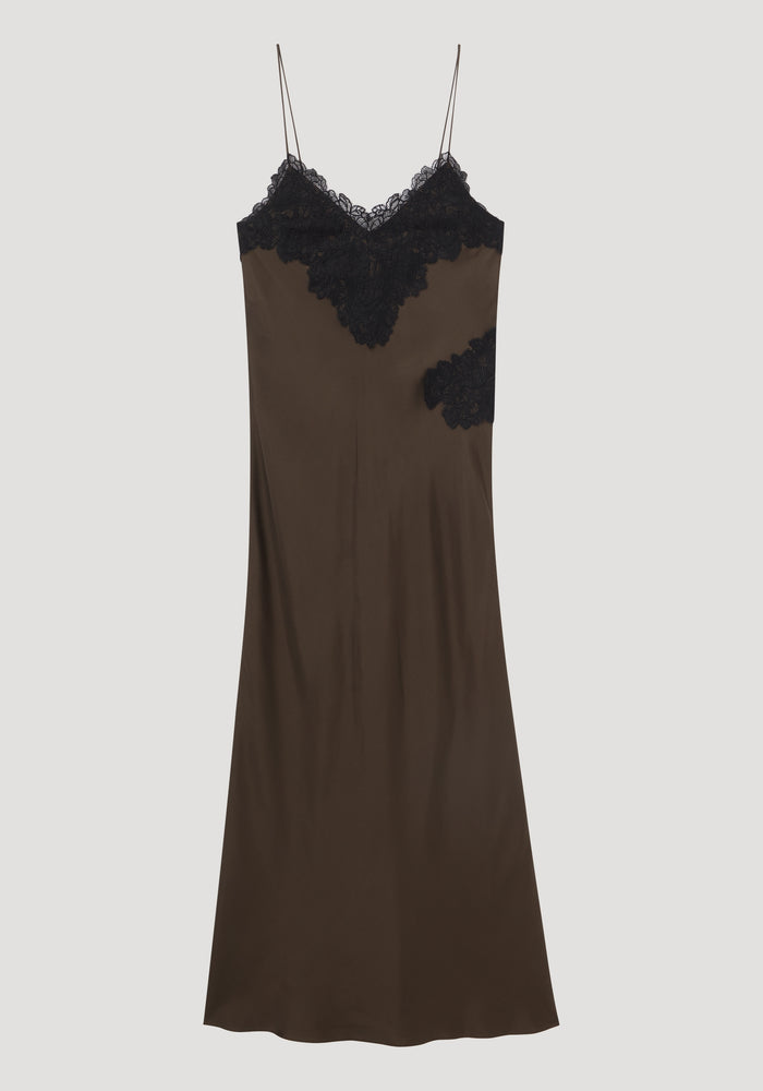 Lace silk slipdress | earth